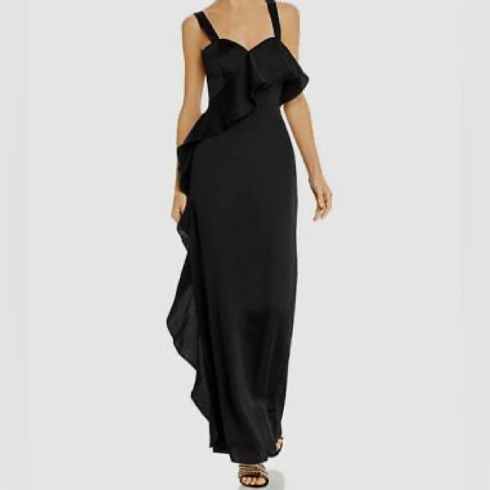 Keepsake Lonely Together Ruffled Column Black Gown NWOT